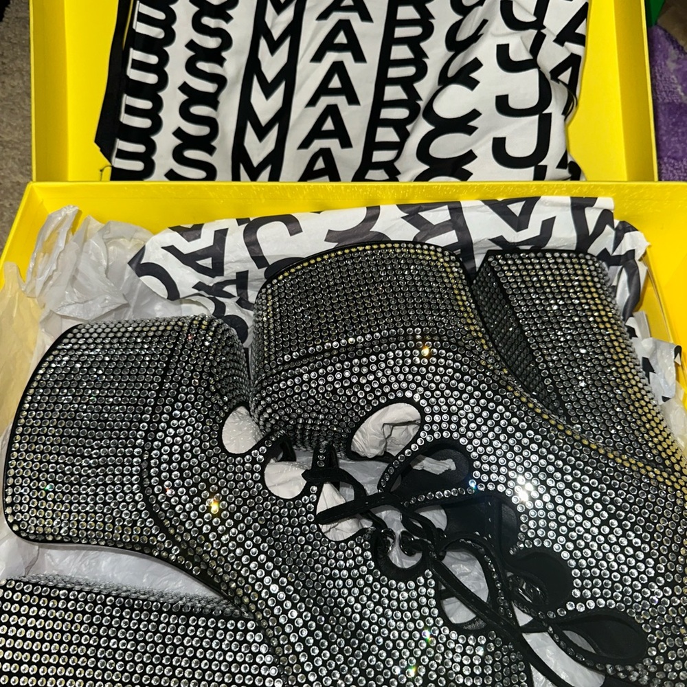 Marc Jacobs Black Crystal Platform Kiki Boots